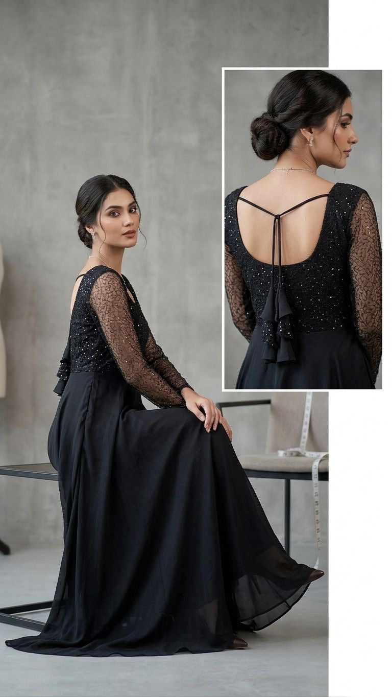 YALINA BLACK ANARKALI