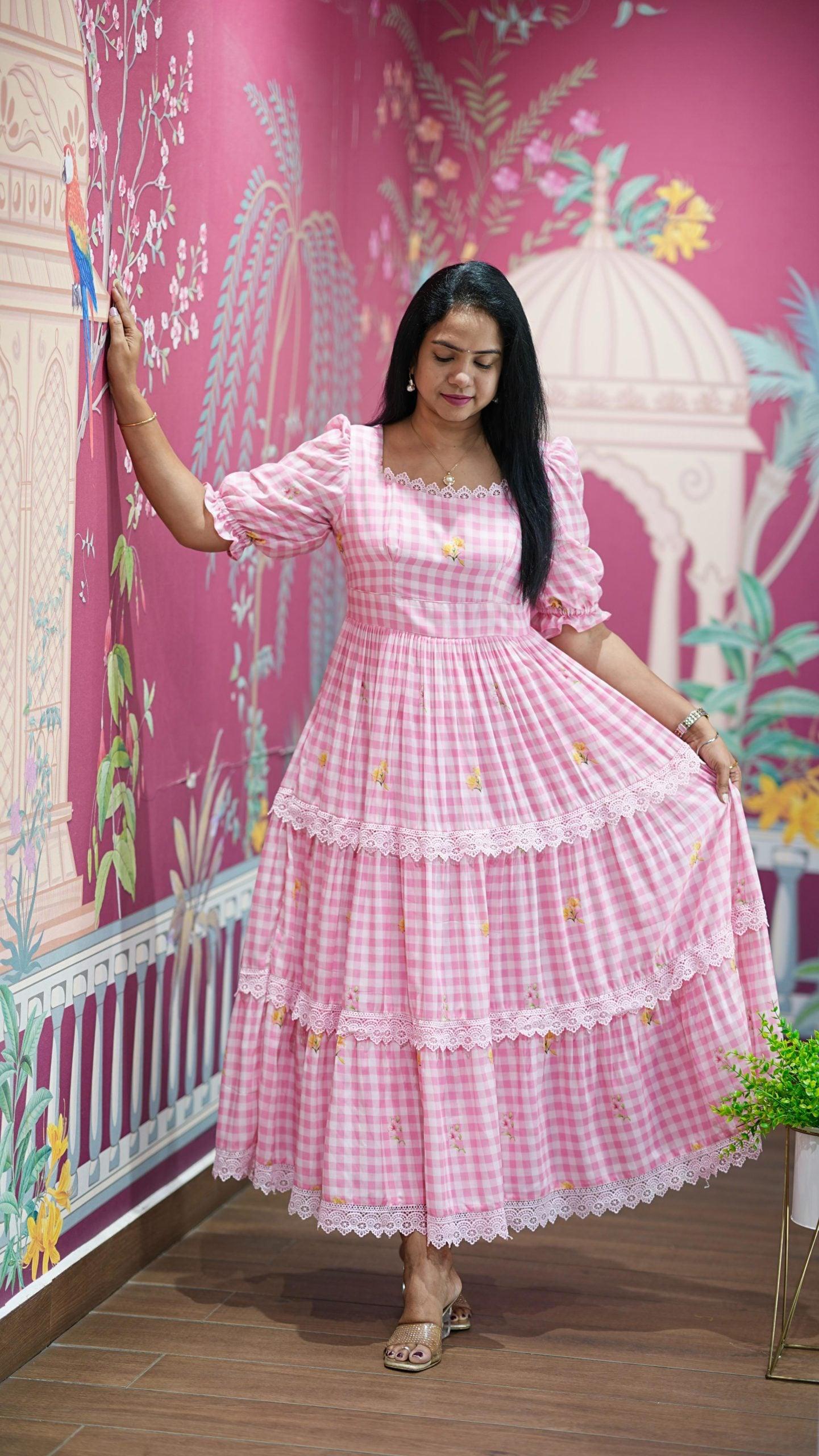 Pink GINGHAM MAXI