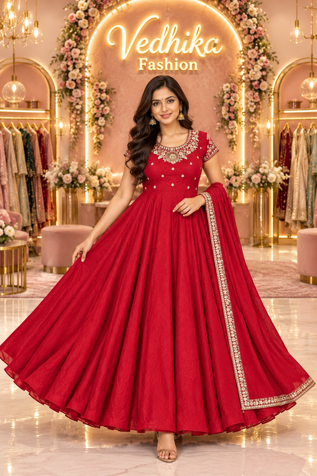 Arohi Red Anarkali Suit