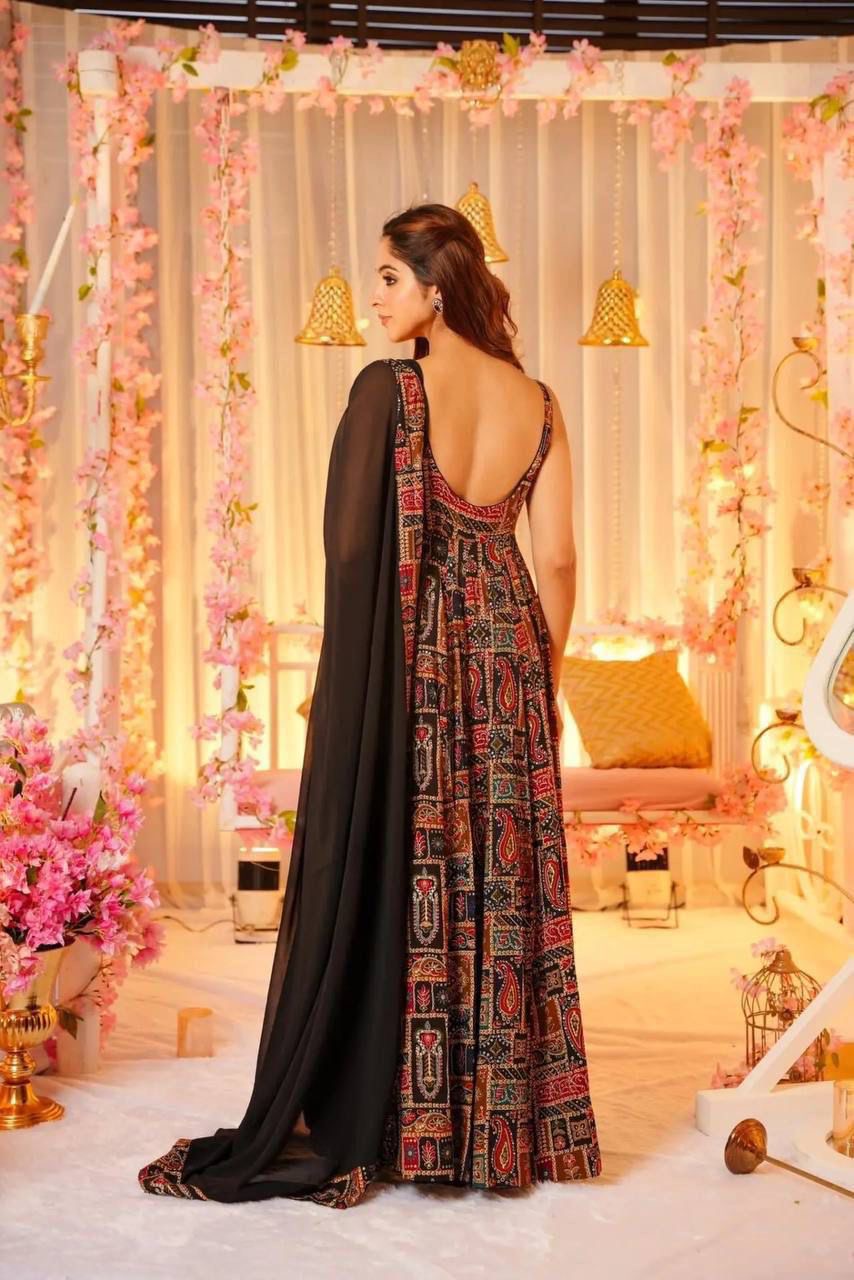 BLACK PATOLA ANARKALI SUIT