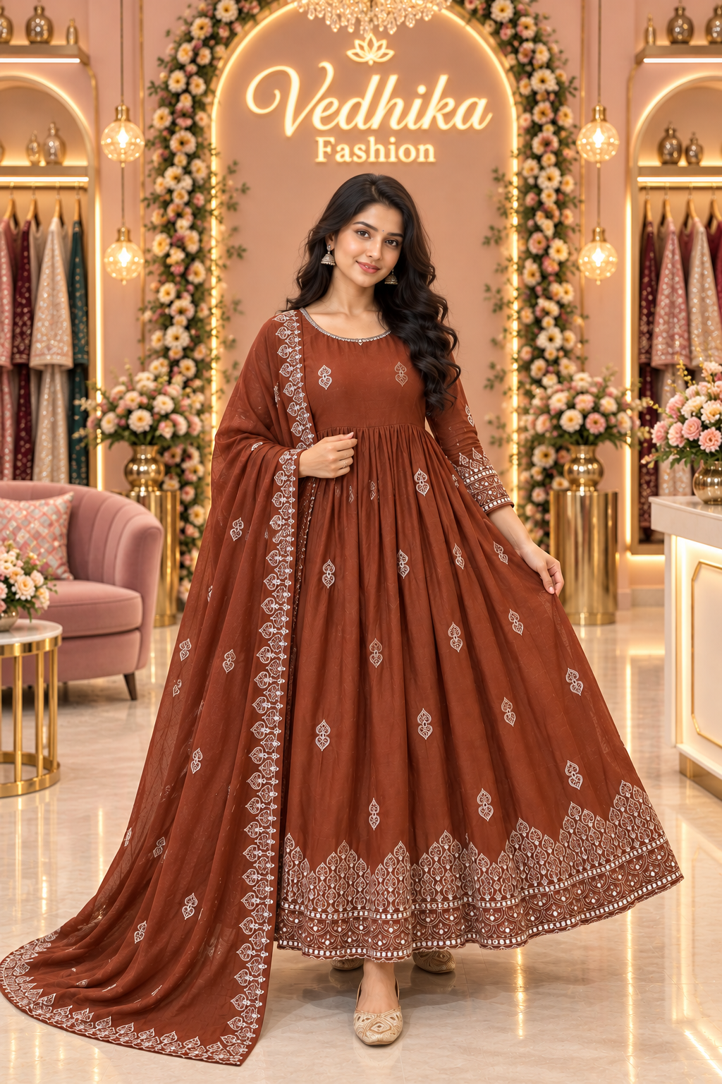 NIYATI BROWN ANARKALI SUIT