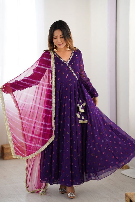 GULABI LEHER ANARKALI