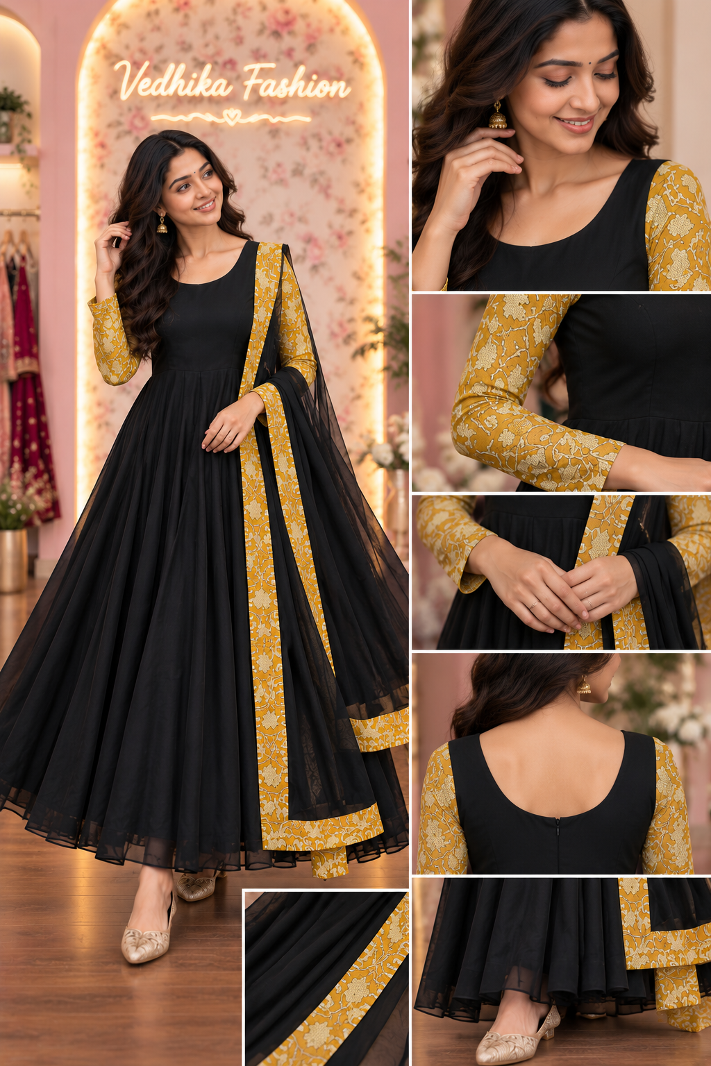 REVATI BLACK YELLOW ANARKALI SUIT
