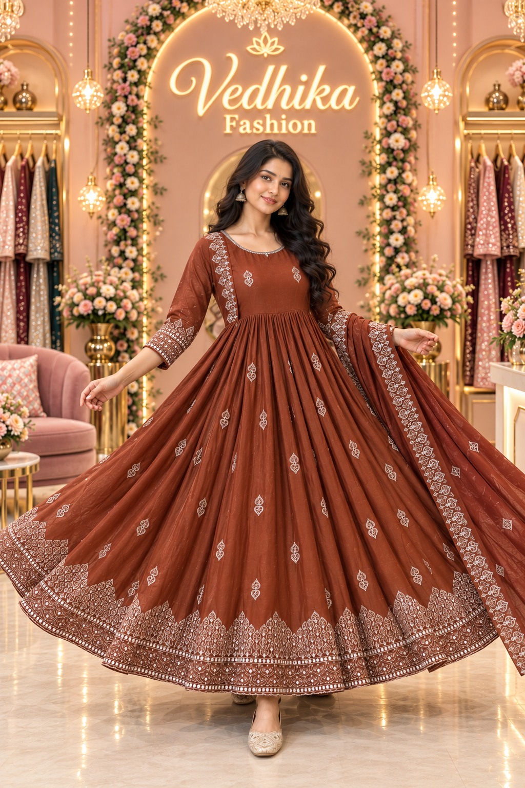 NIYATI BROWN ANARKALI SUIT
