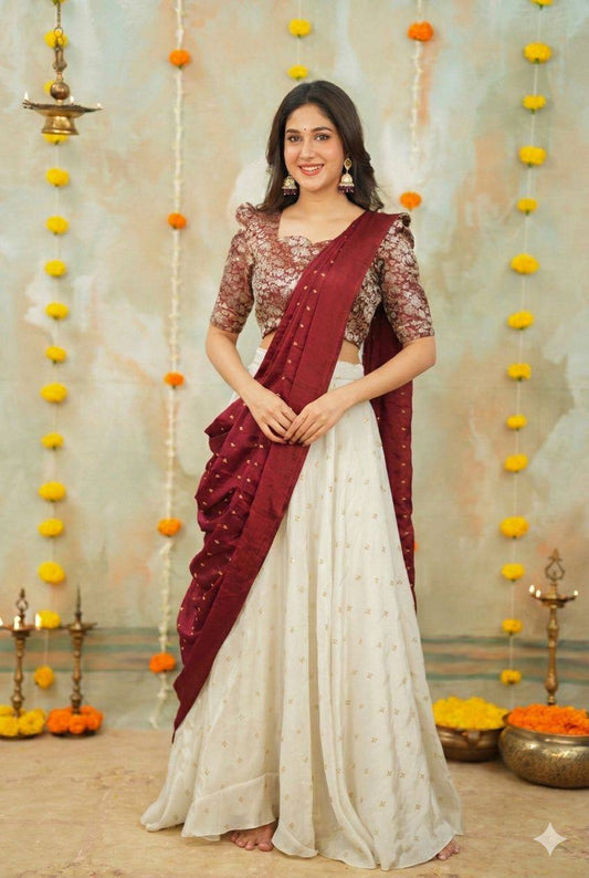 Berry Cream Lehenga