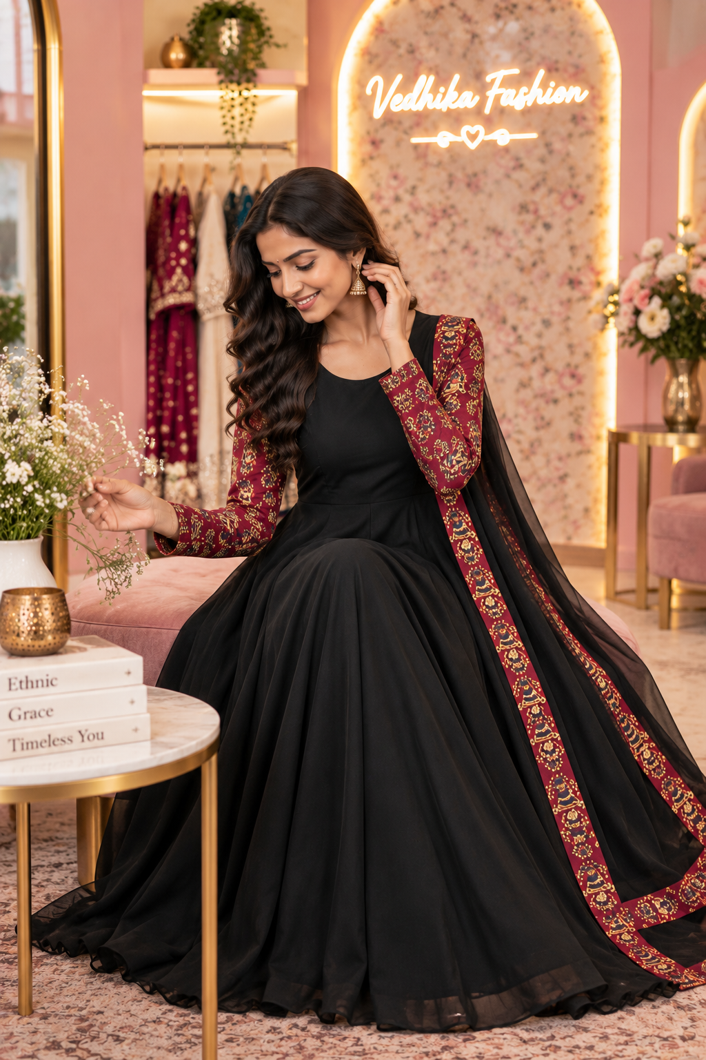 REVATI BLACK MAHAROON ANARKALI SUIT