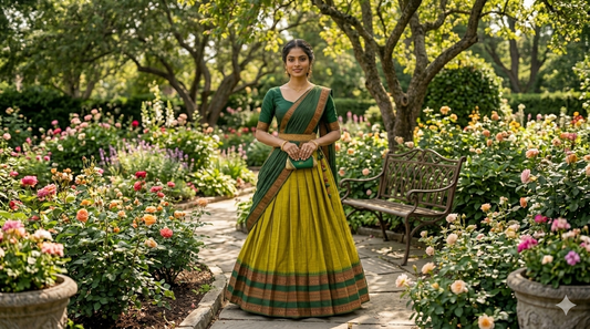 Kanchipuram Lime Green Lehenga