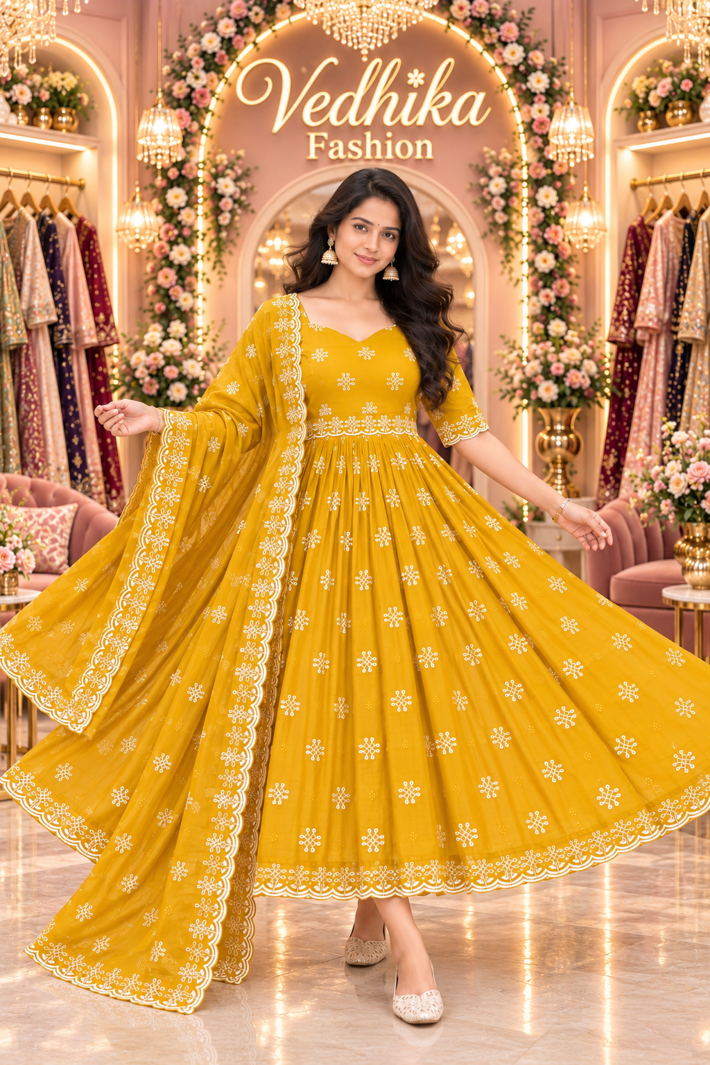 MUGGU YELLOW ANARKALI