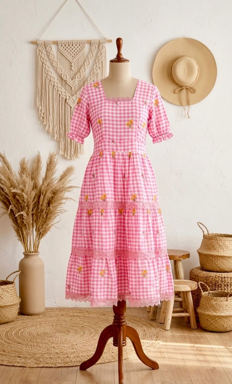 Pink GINGHAM MAXI