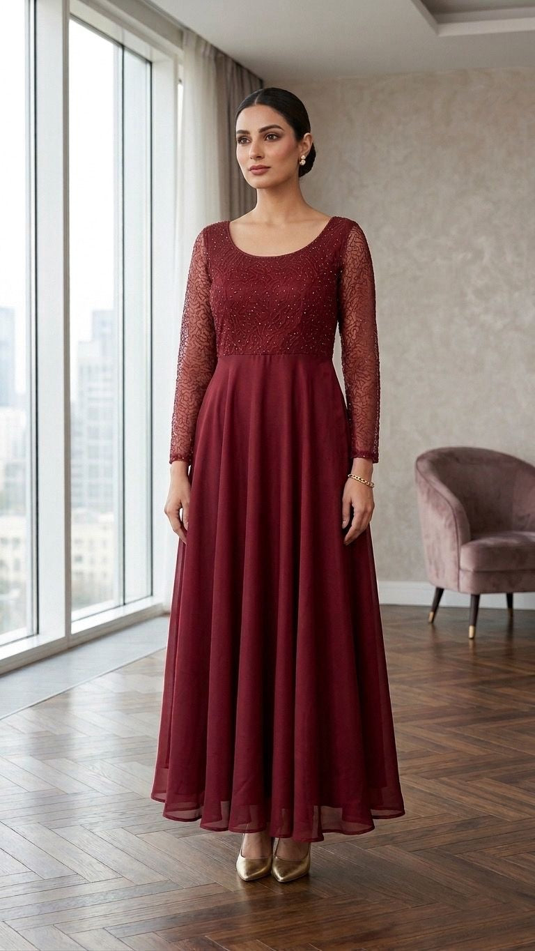 YALINA MAHAROON ANARKALI
