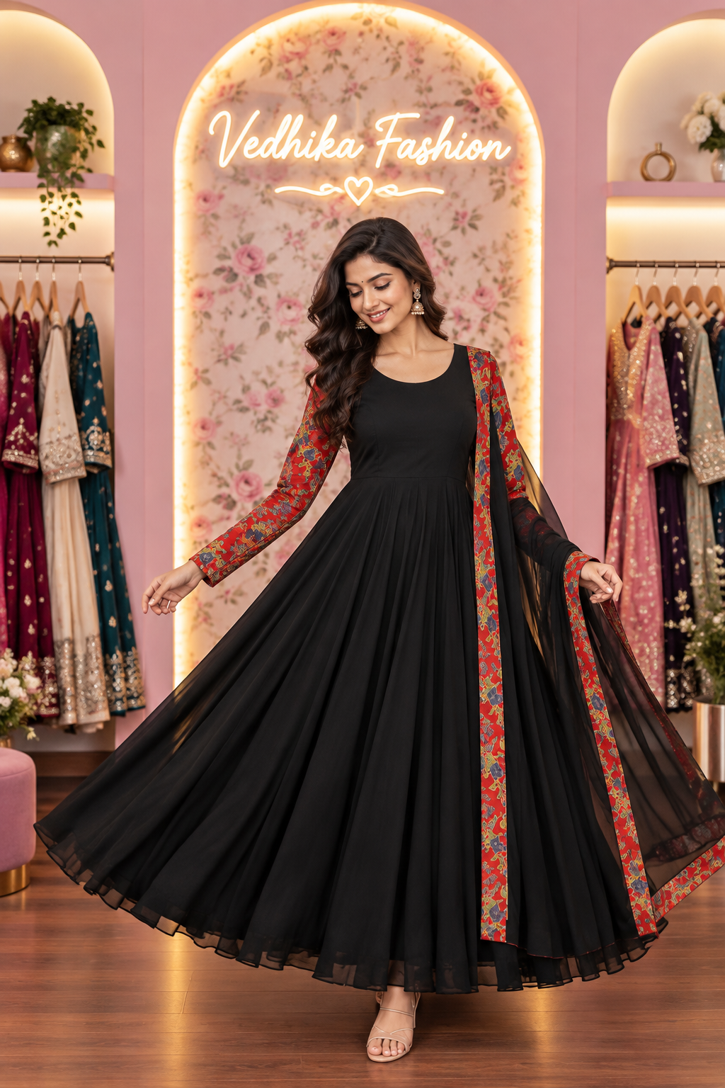 REVATI BLACK RED ANARKALI SUIT