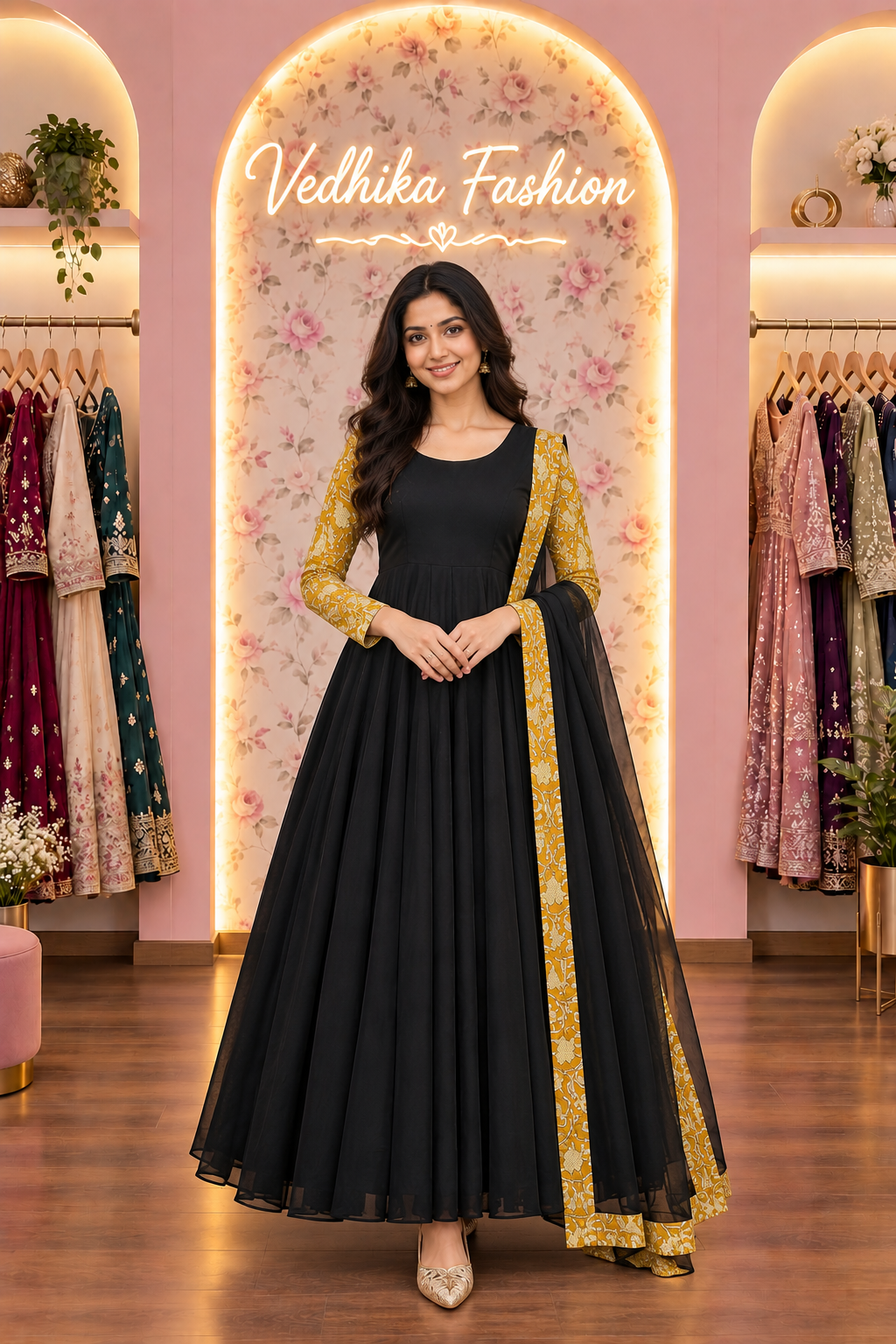 REVATI BLACK YELLOW ANARKALI SUIT