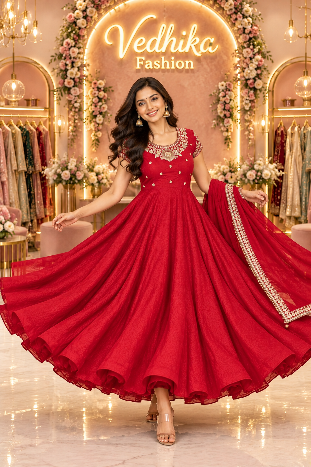 Arohi Red Anarkali Suit