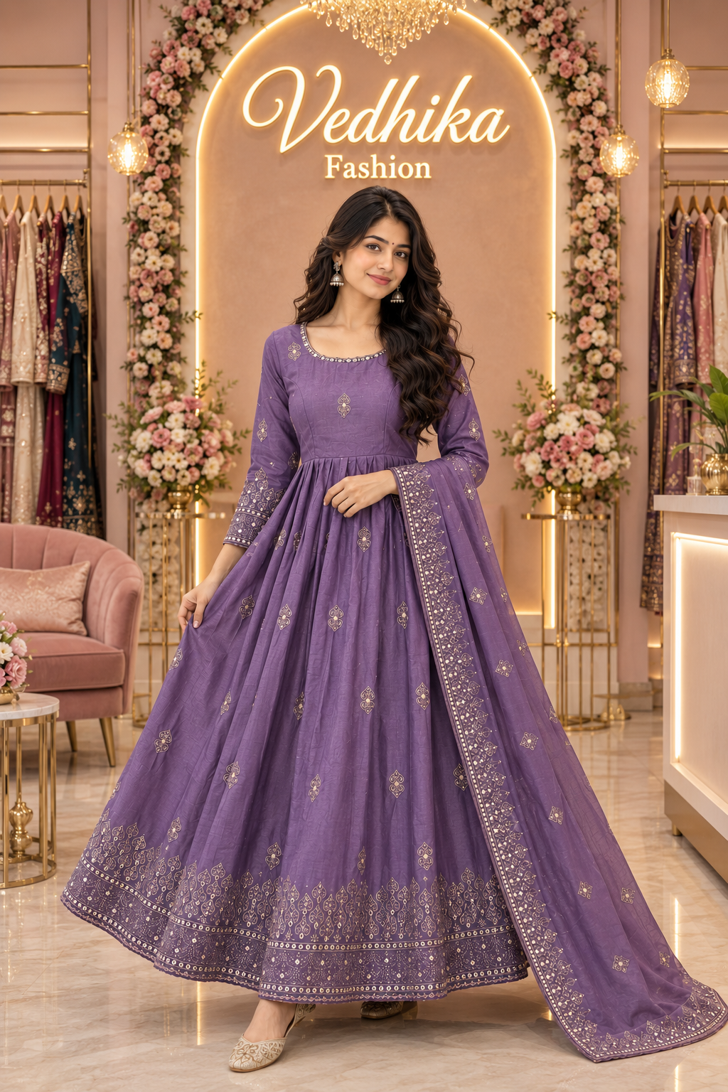 NIYATI LAVENDER ANARKALI SUIT