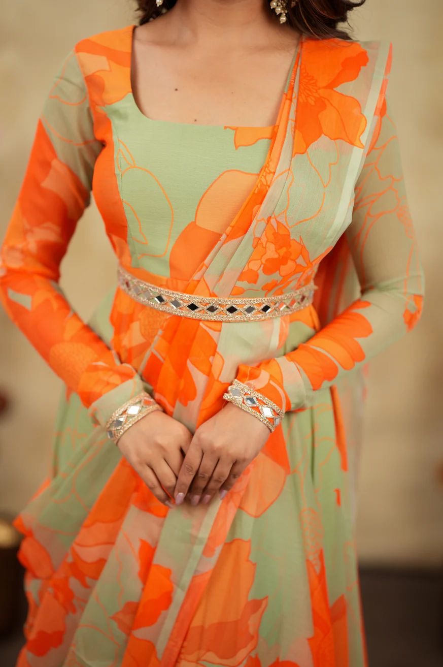 Krithanya Orange Anarkali Suit