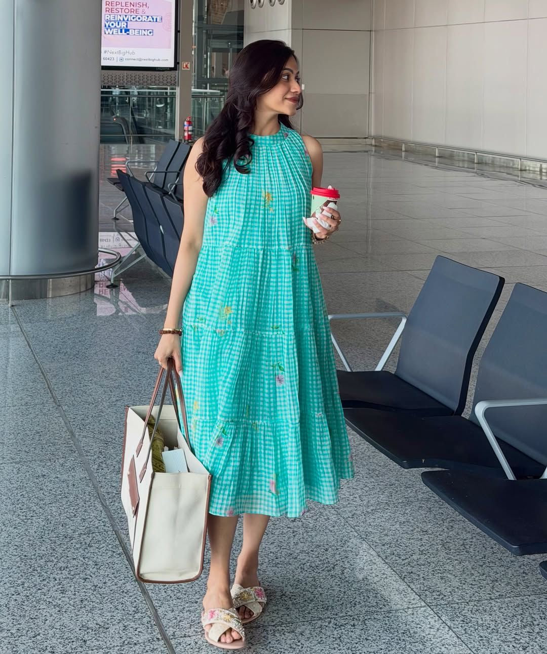 Mint Breeze Gingham Maxi