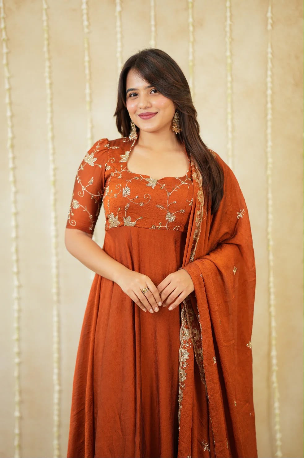 Athya Rust Anarkali Suit