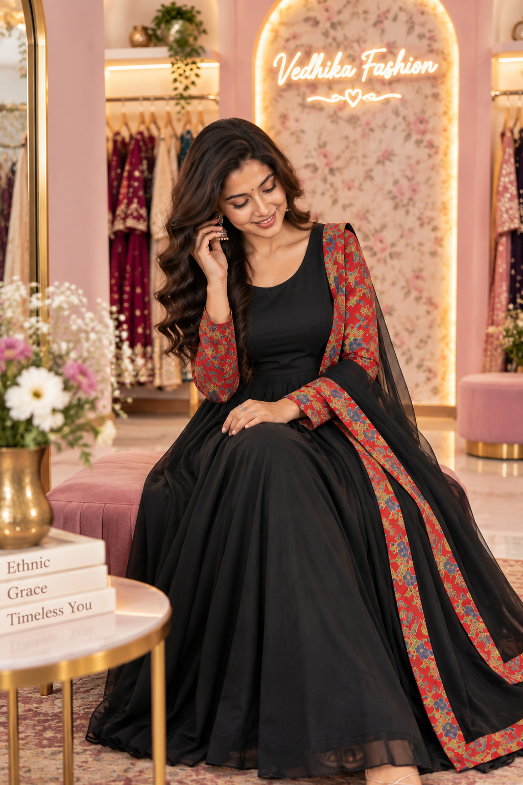 REVATI BLACK RED ANARKALI SUIT