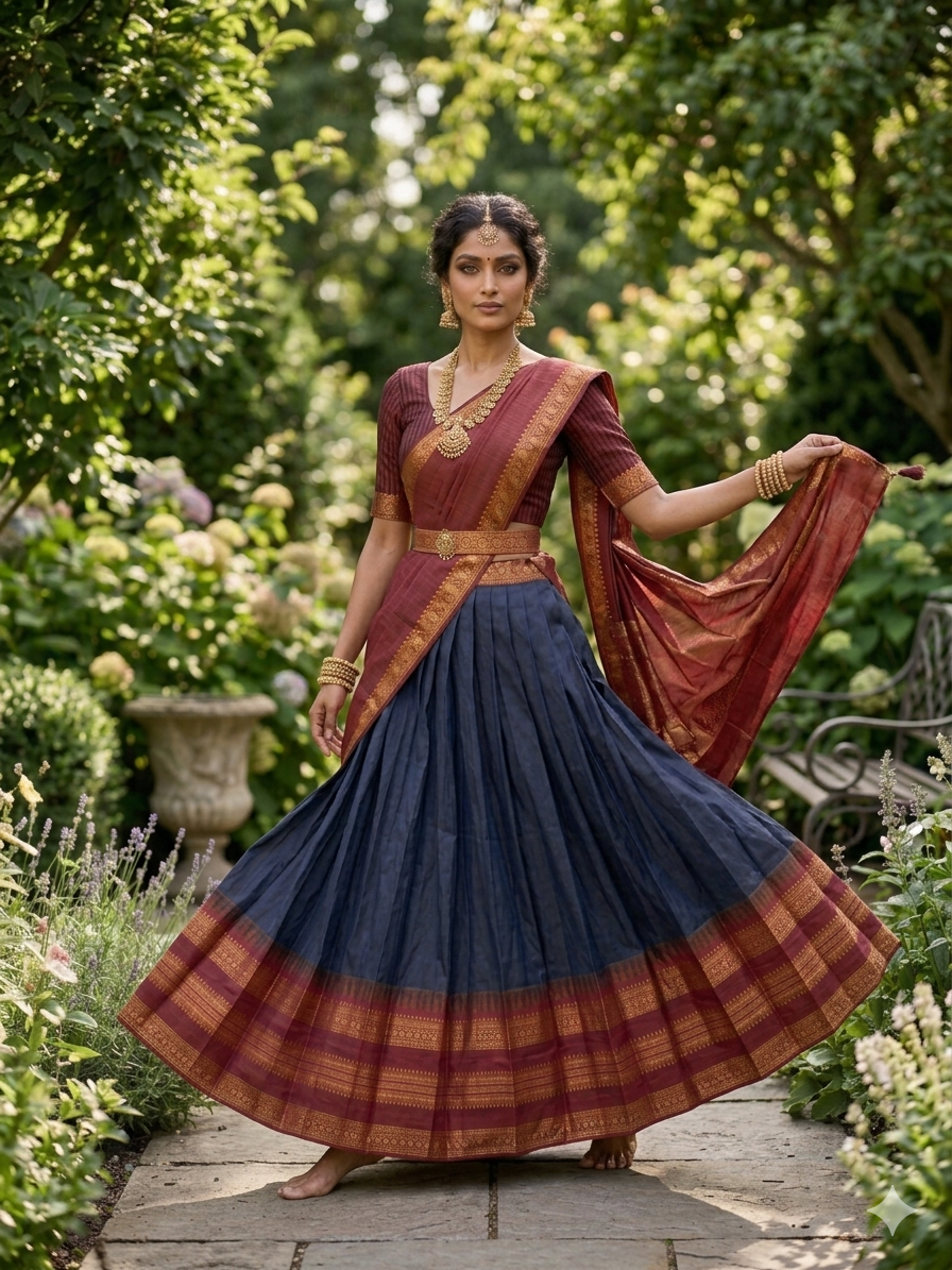 Kanchipuram Navy Blue Lehenga