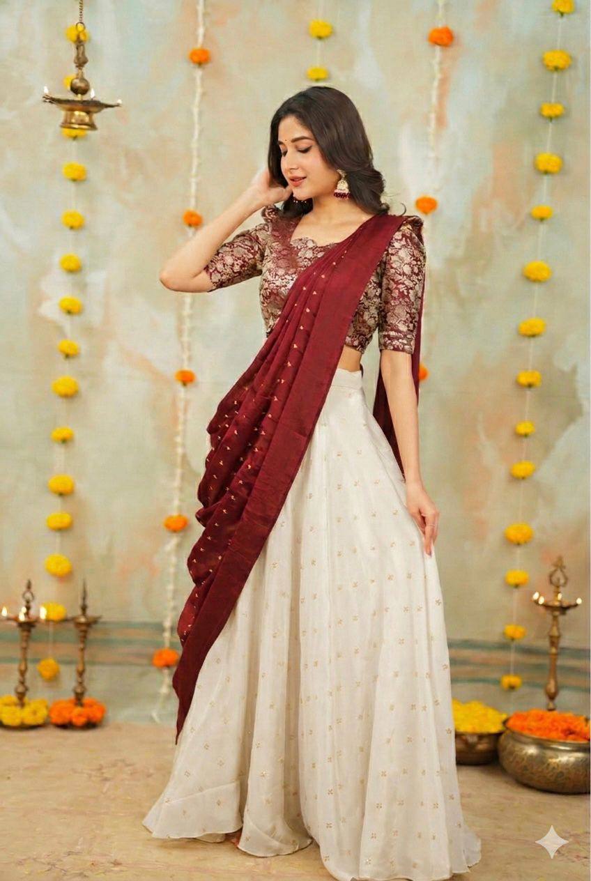 Berry Cream Lehenga