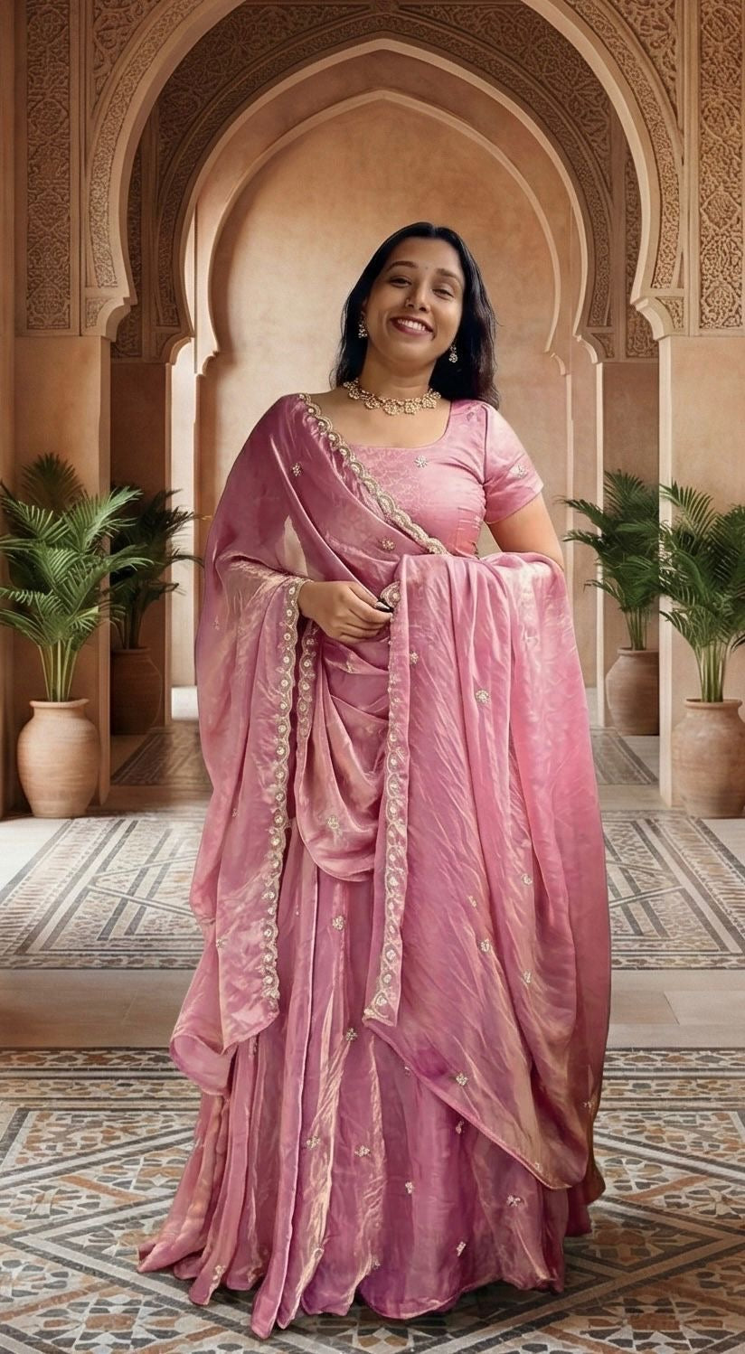 Beaded Blossom Pink Lehenga