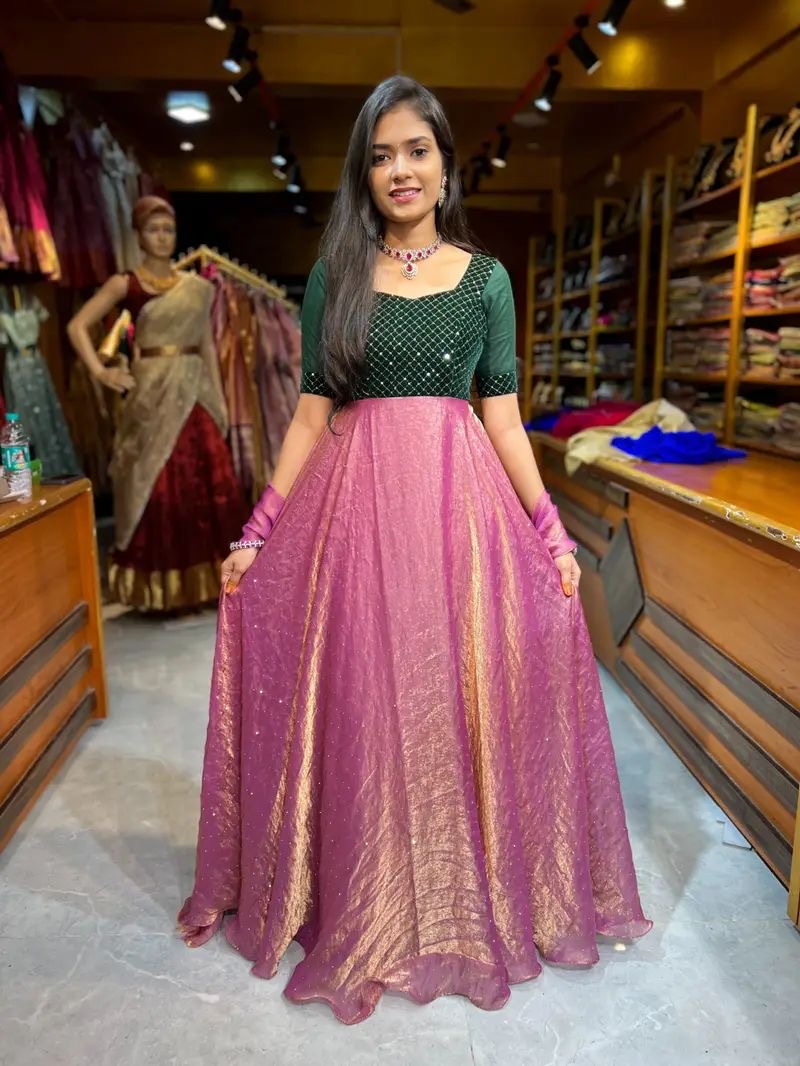 DIVA GREEN PINK ANARKALI SUIT