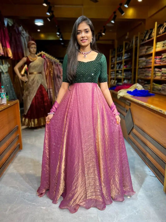 DIVA GREEN PINK ANARKALI SUIT