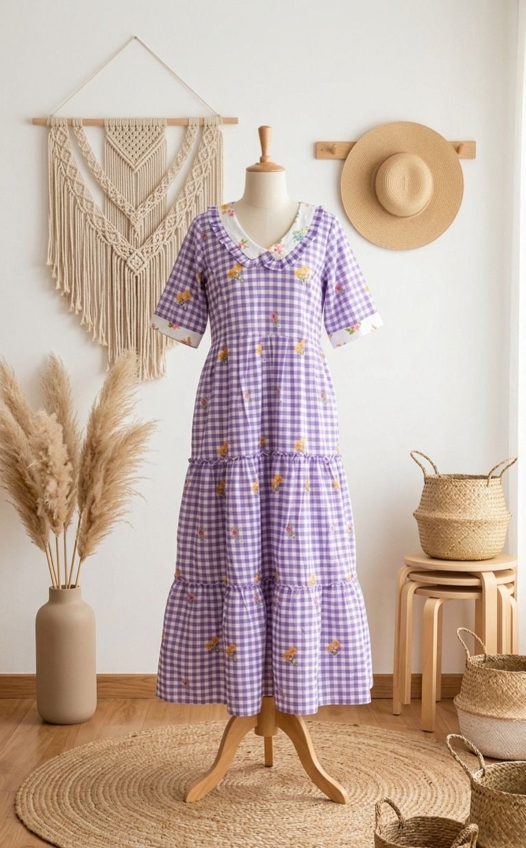 Laveder Gingham Maxi