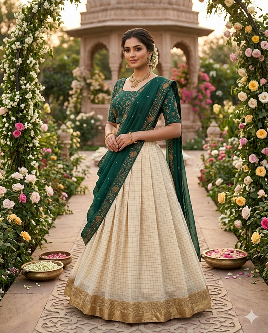 Kanakvalli Teal Lehenga