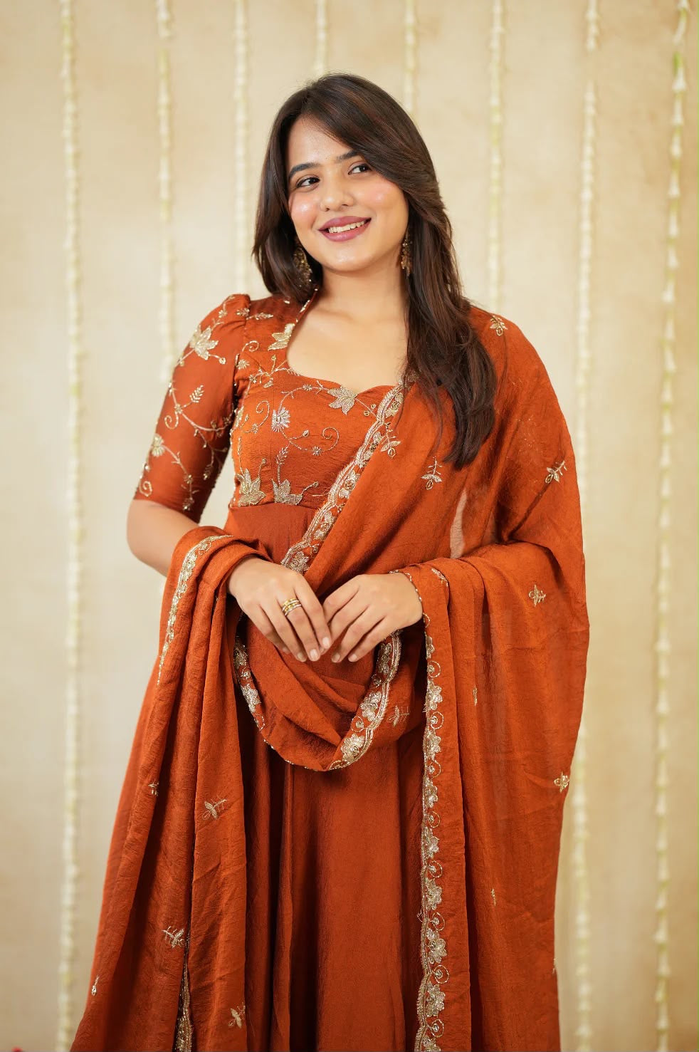 Athya Rust Anarkali Suit