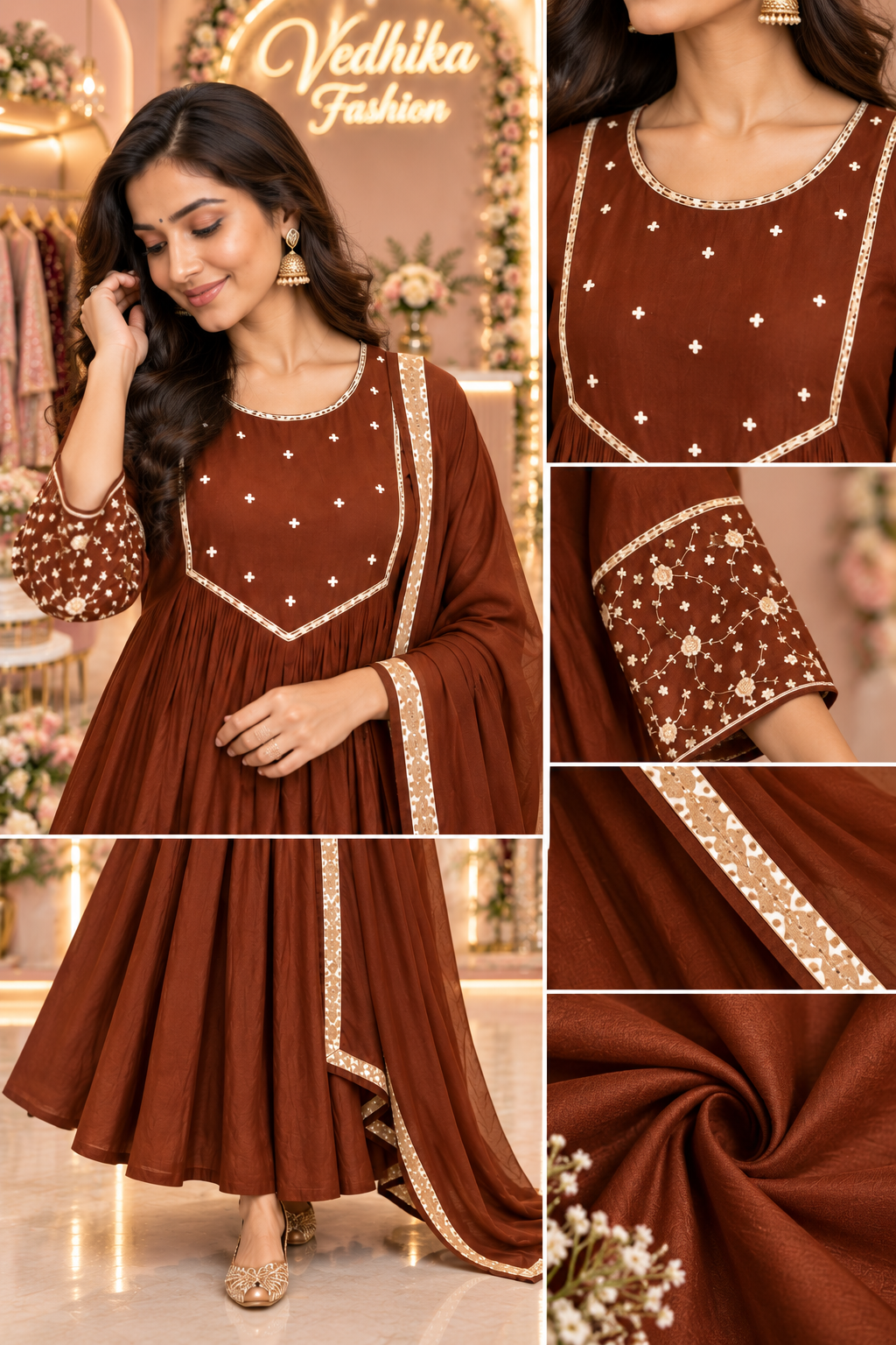 MAHIRA BROWN ANARKALI SUIT
