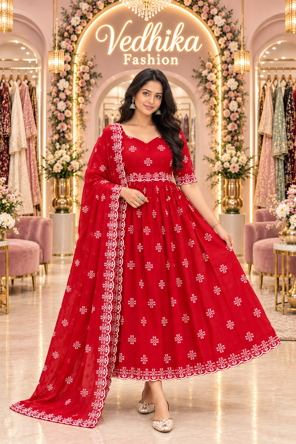 MUGGU RED ANARKALI