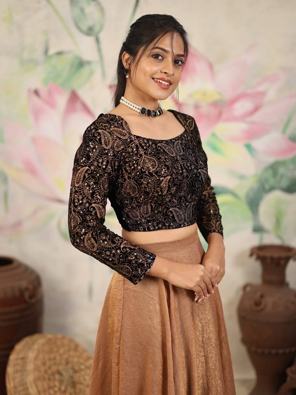 Adhira Black Two-Piece Lehenga