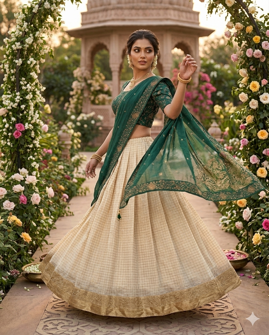 Kanakvalli Teal Lehenga