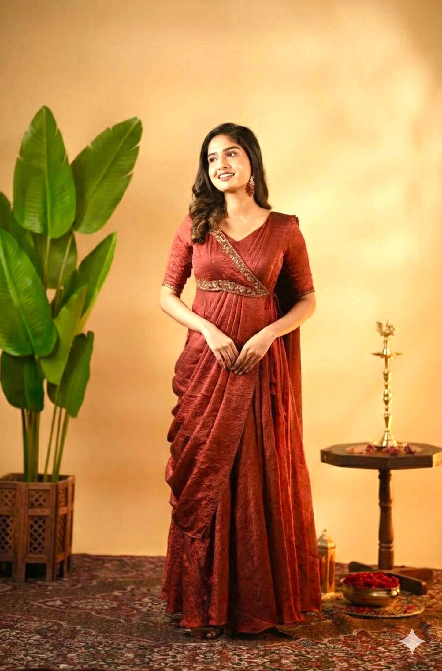 RUST MEENAKARI ANARKALI SUIT