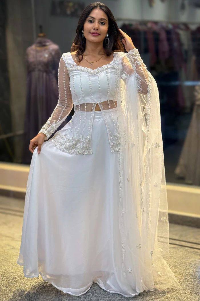 Zeenat White Lehenga