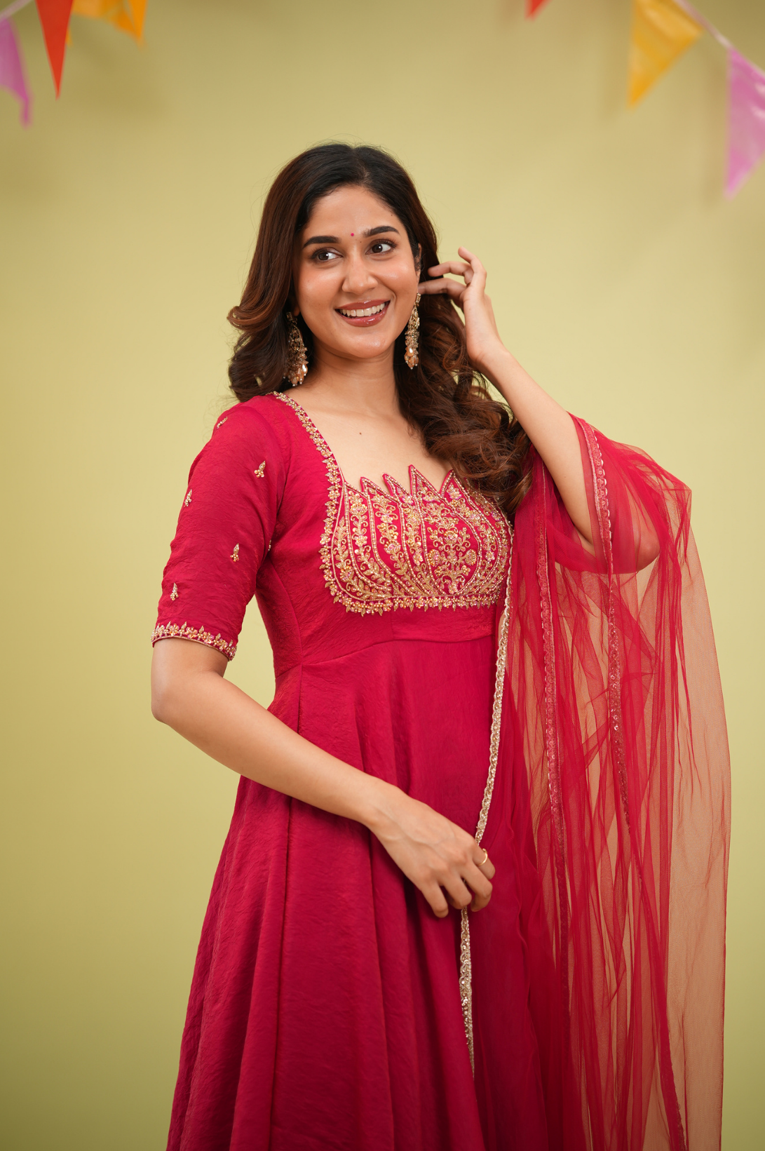 Lotus Red Anarkali Suit