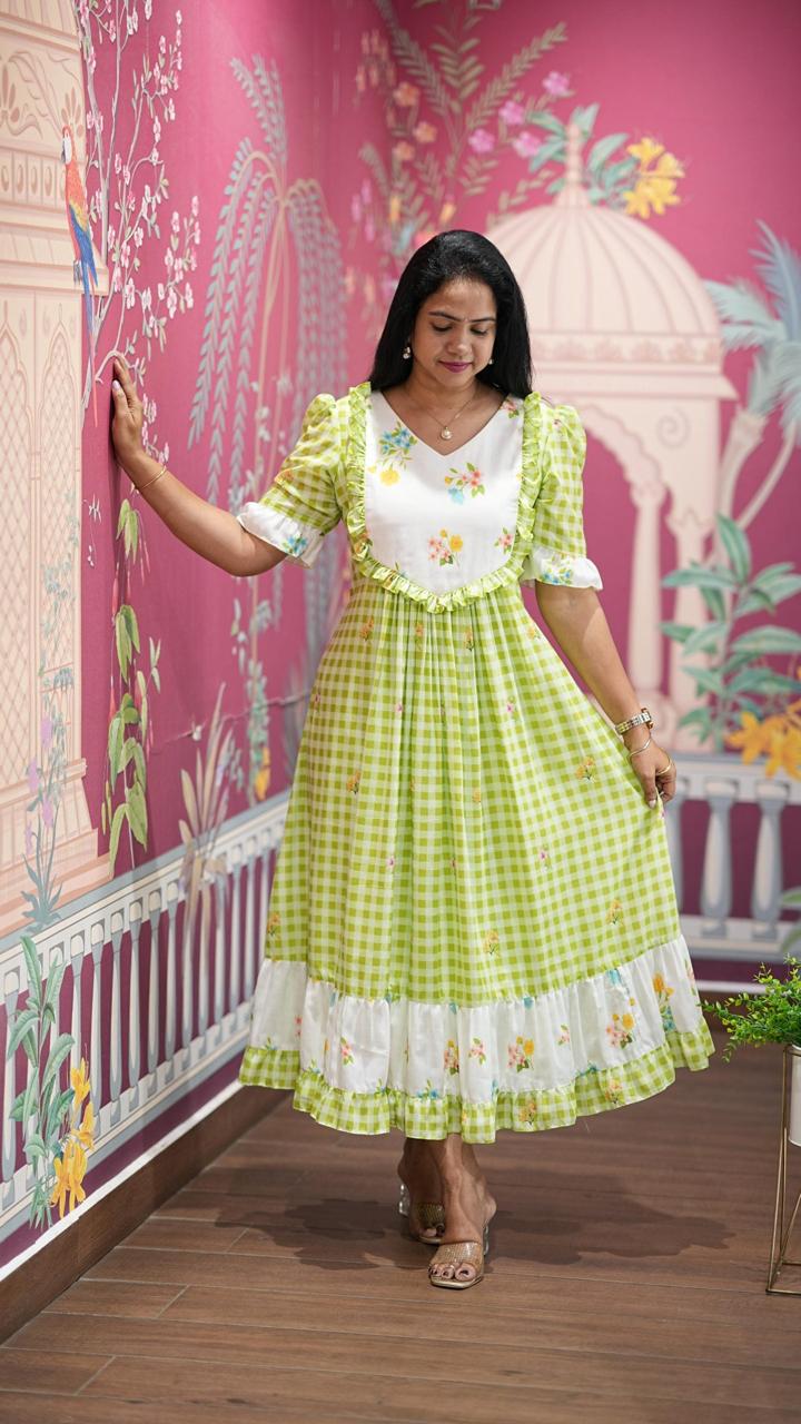 Green Gingham Maxi