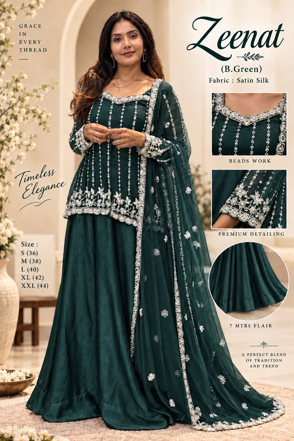 Zeenat B Green Lehenga