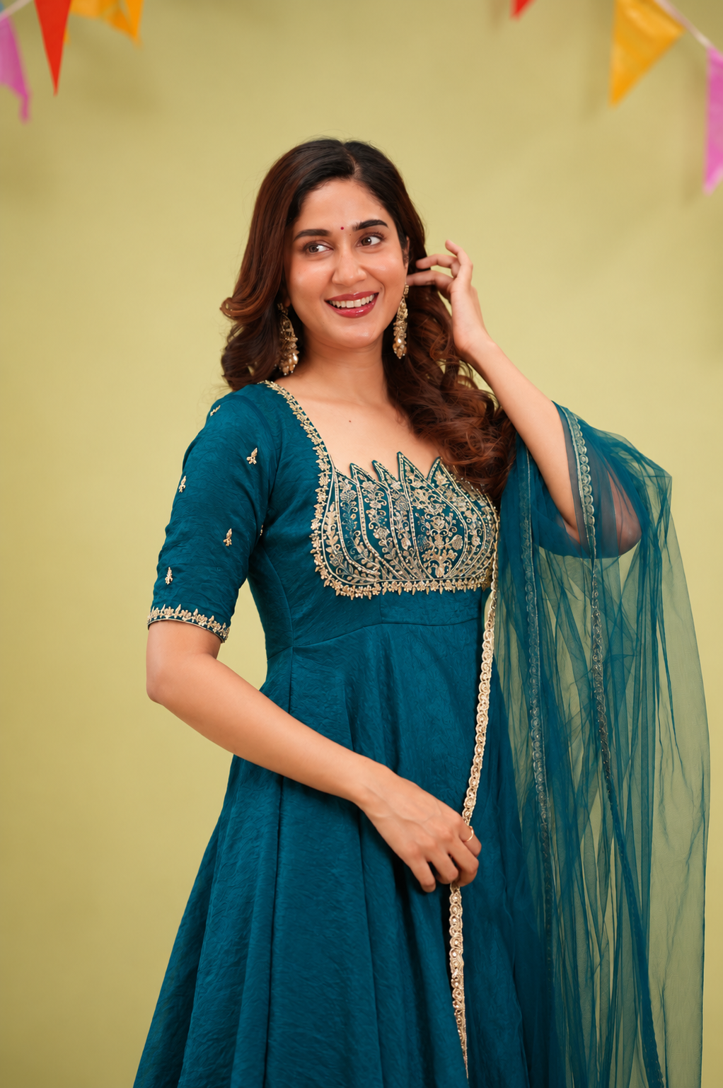 Lotus Teal Anarkali Suit