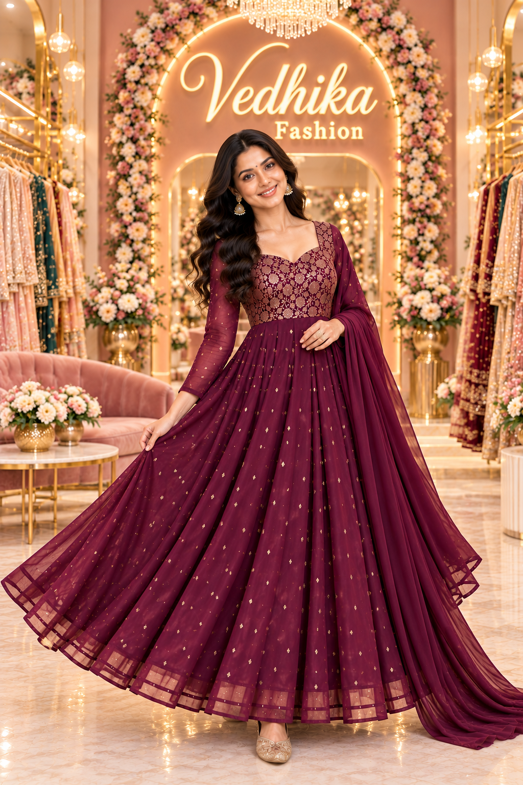 PAKHI WINE ANARKALI SUIT