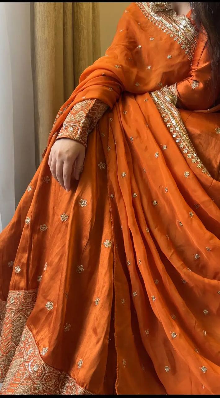 ORANGE SILK LEHENGA