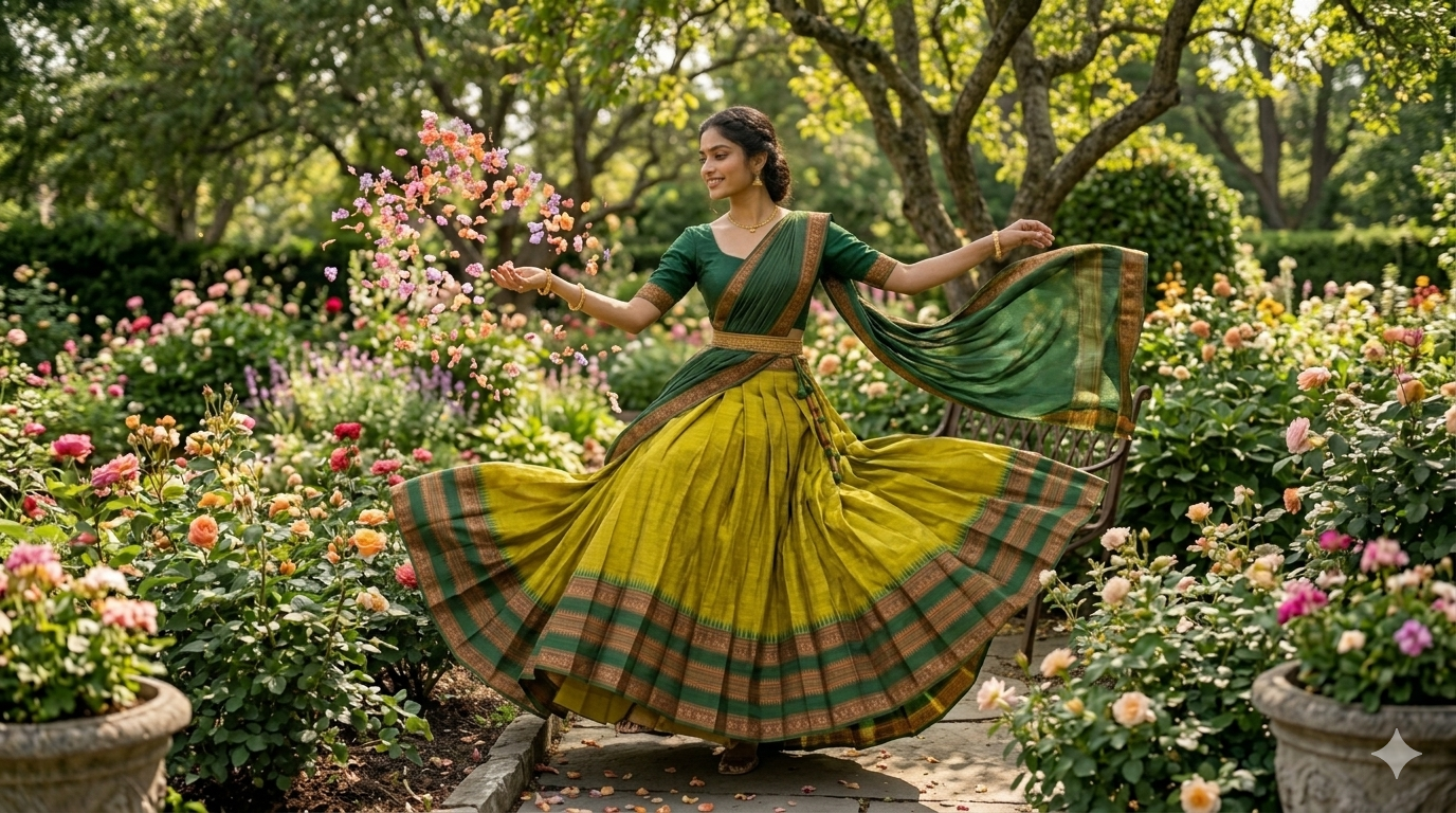 Kanchipuram Lime Green Lehenga