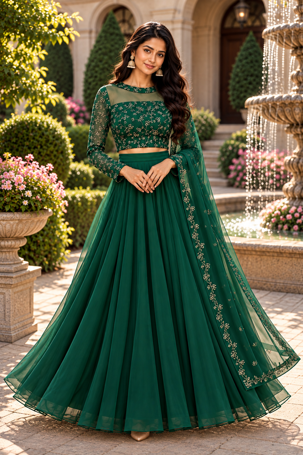 ISHIKA B GREEN ANARKALI SUIT