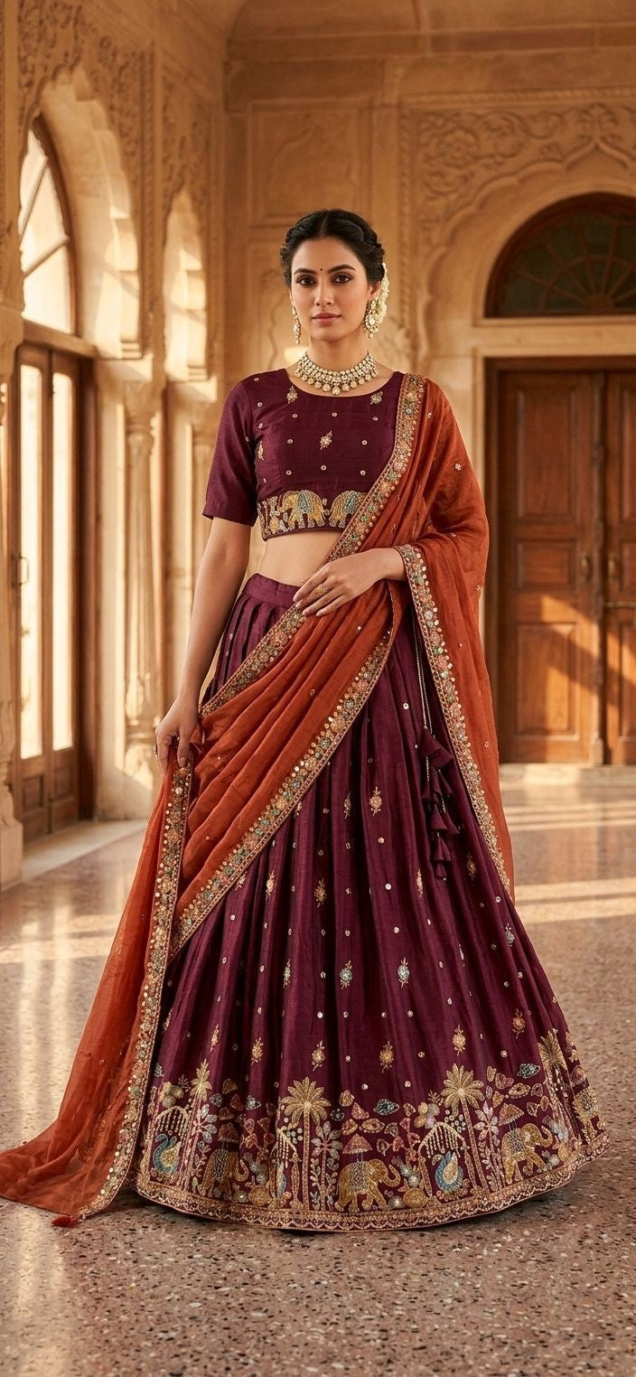 Rust Royale Heritage Lehenga