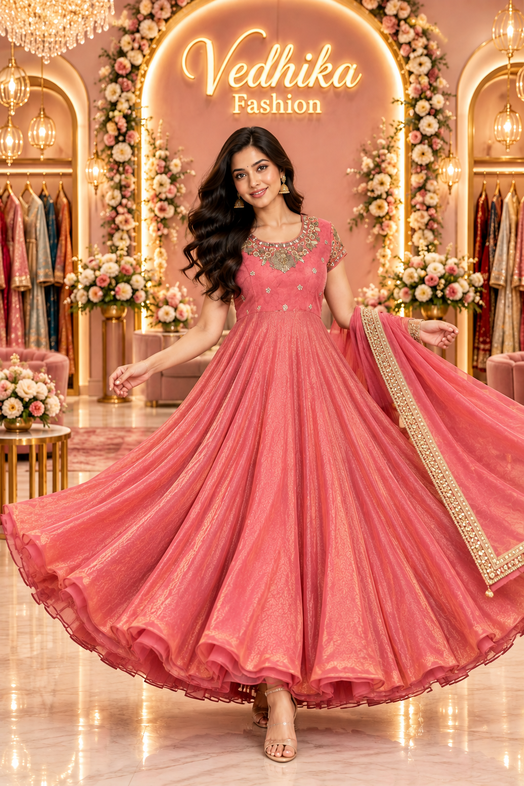 Arohi Peach Anarkali Suit