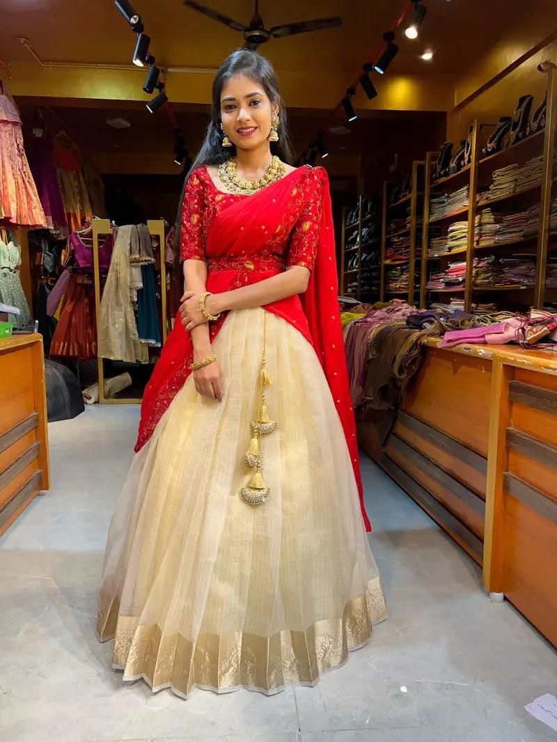 Kanakvalli Red Lehenga