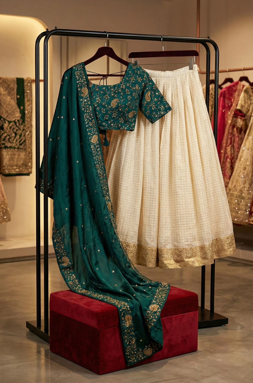 Kanakvalli Teal Lehenga