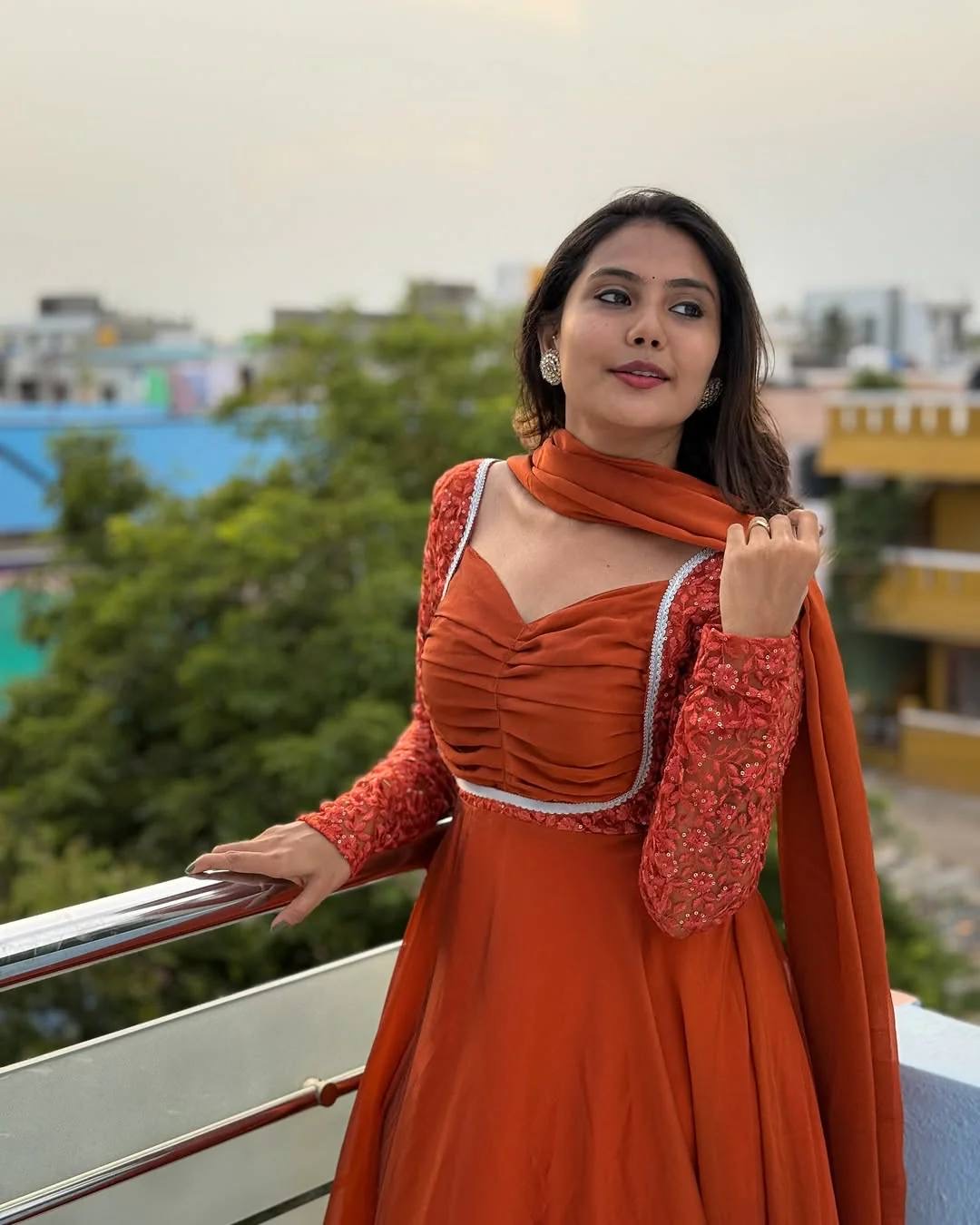 DEVSENA RUST ANARKALI SUIT
