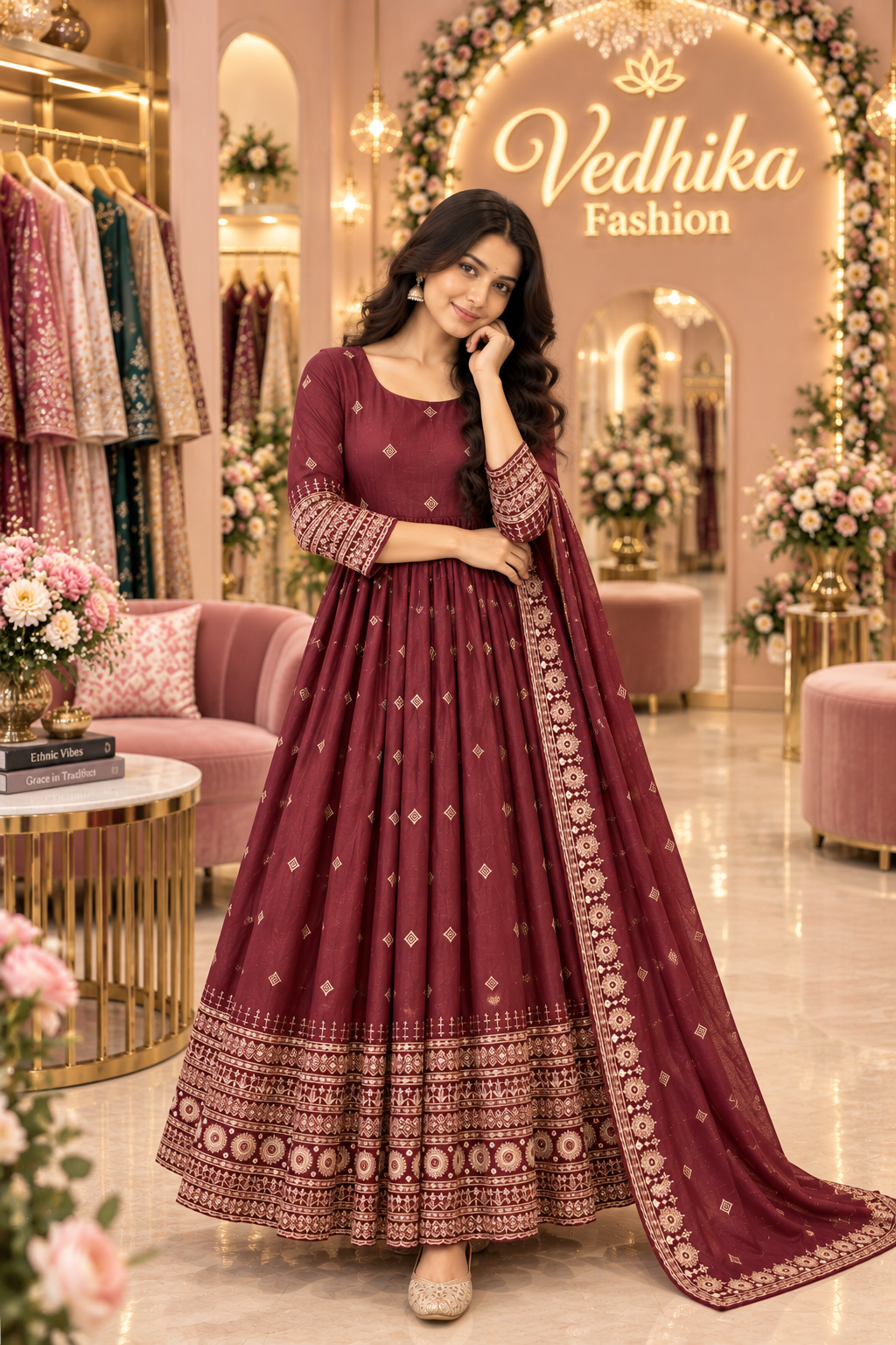 NIYATI MAHAROON ANARKALI SUIT